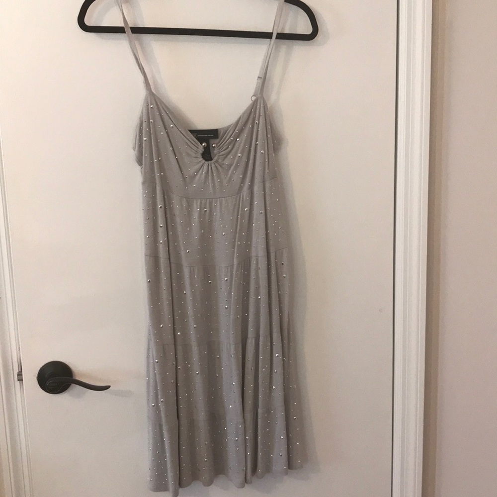 INC gray dress with silver embellishments
